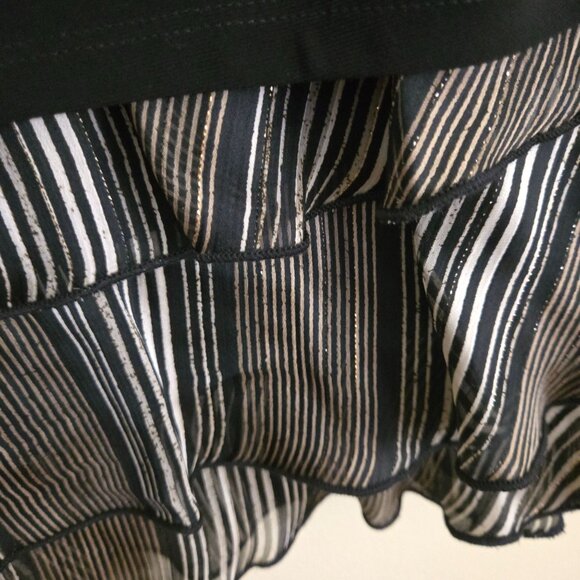 Joseph Ribkoff NWT Ruffled Hem Top Black Tan Subtle Gold Size 10 - Picture 6 of 10